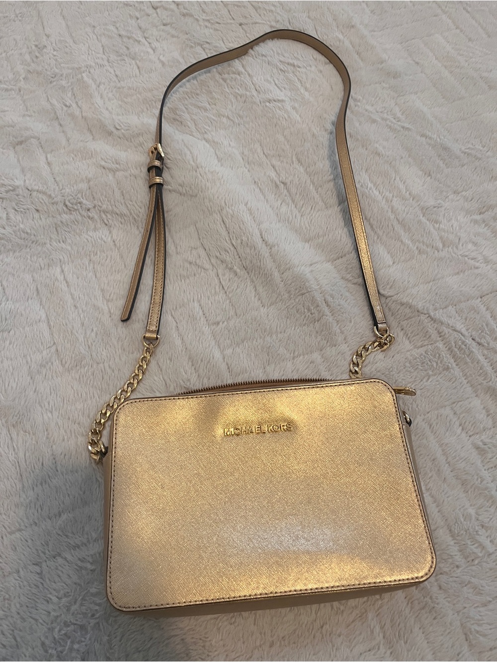 Michael Kors Gold Metallic Crossbody Camera Bag